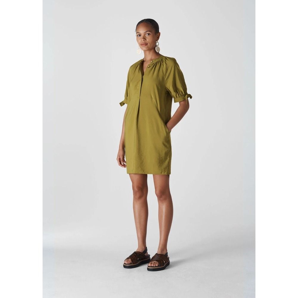 Whistles Womens Olive Celestine Dress Size Large Casual Utility Office‎